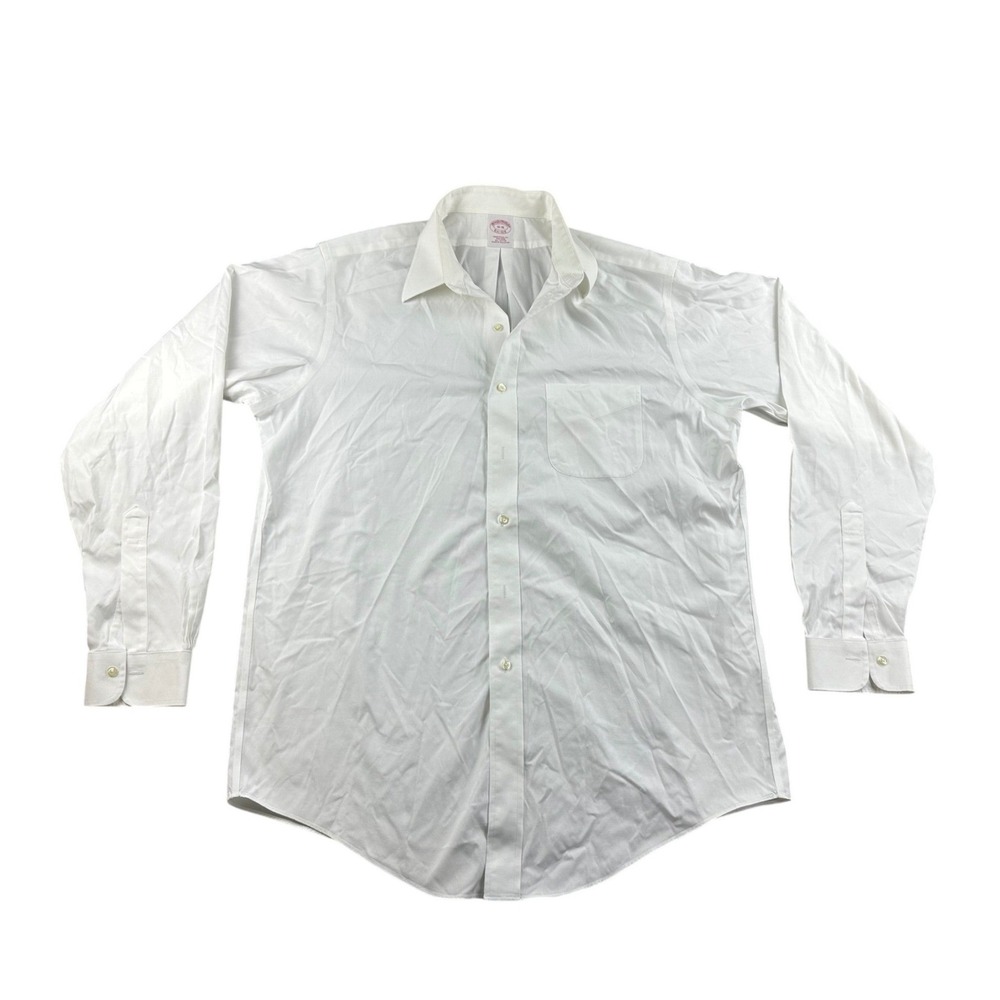 Brooks Brothers Dress Shirt Men 16-36 White Traditional Fit Button Up Cotton